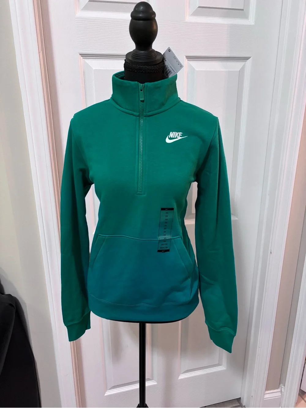 Nike Women's Green Quarter-Zip Pullover Sweatshirt